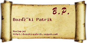 Bozóki Patrik névjegykártya